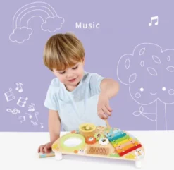 Leksaksinstrument i trä slagverksinstrument för den lilla musikern Tooky Toy