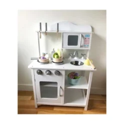 Leksakskök Vitt med tillbehör Woodi World Toy