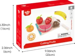 Leksaksmat delbara frukter med skärbräda och träkniv Tooky Toy