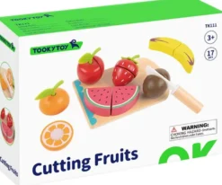 Leksaksmat delbara frukter med skärbräda och träkniv Tooky Toy