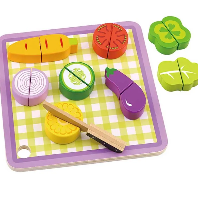 Leksaksmat delbara grönsaker i trä med skärbräda Tooky Toy