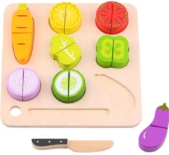 Leksaksmat delbara grönsaker i trä med skärbräda Tooky Toy