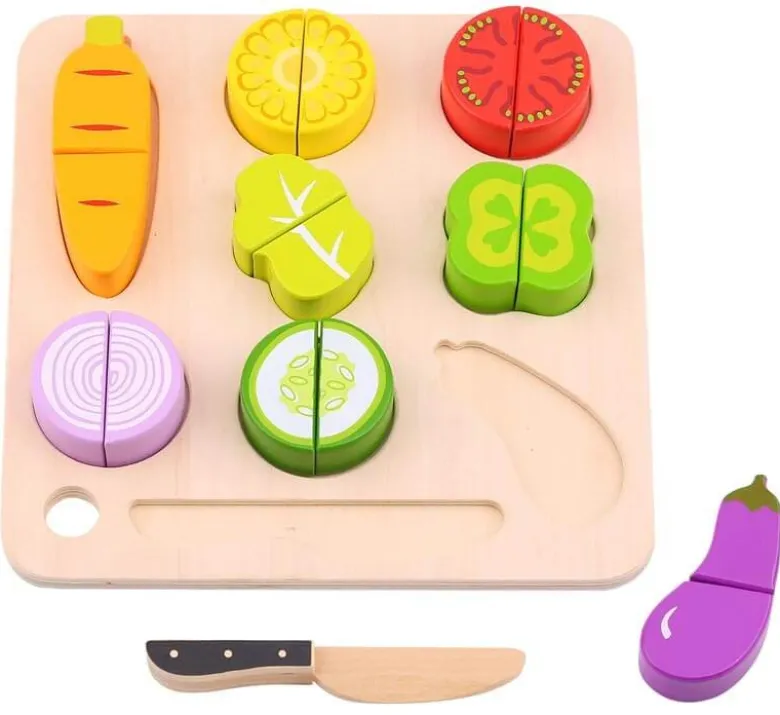 Leksaksmat delbara grönsaker i trä med skärbräda Tooky Toy