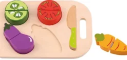 Leksaksmat delbara grönsaker i trä med skärbräda Tooky Toy