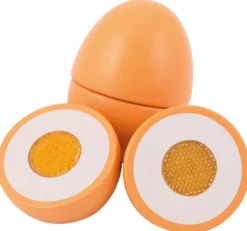 Leksaksmat 4 st. ägg i trä med kartong Jouéco