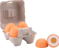 Leksaksmat 4 st. ägg i trä med kartong Jouéco