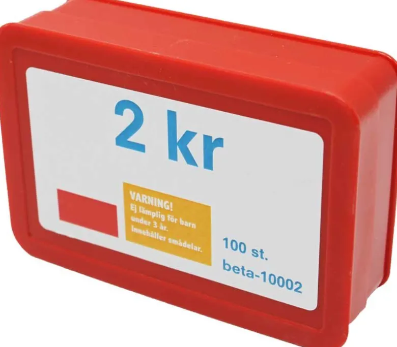 Leksakspengar 2 kr mynt 100 st