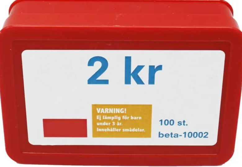 Leksakspengar 2 kr mynt 100 st