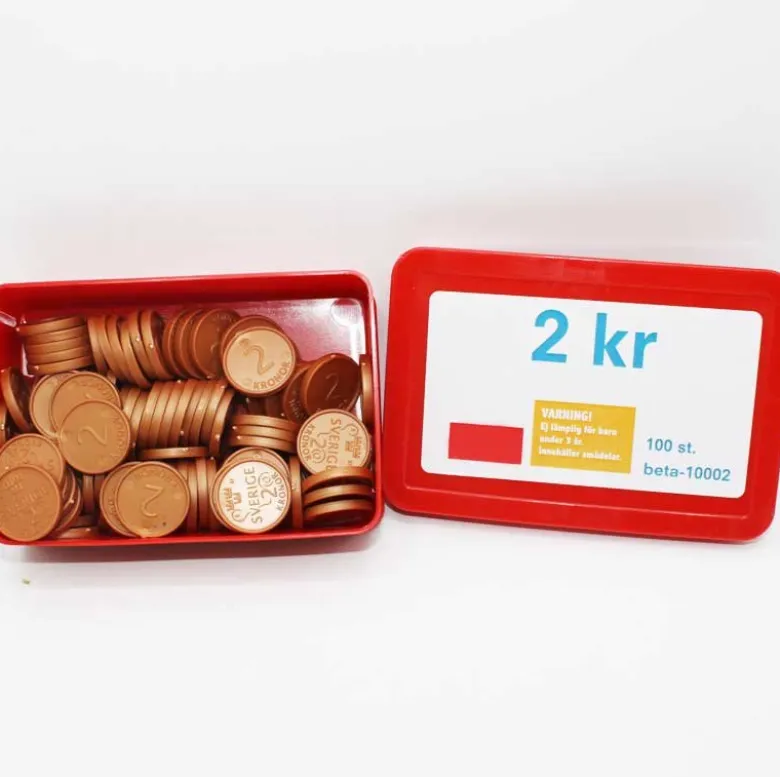 Leksakspengar 2 kr mynt 100 st