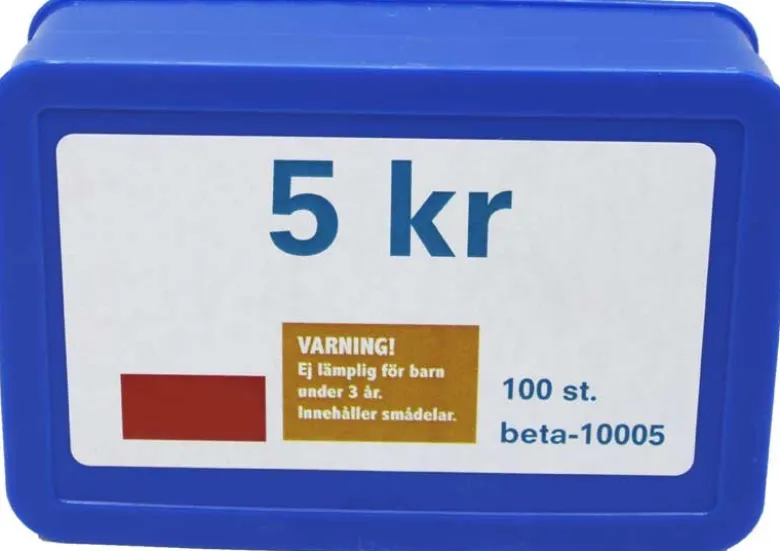 Leksakspengar 5 kr mynt 100 st