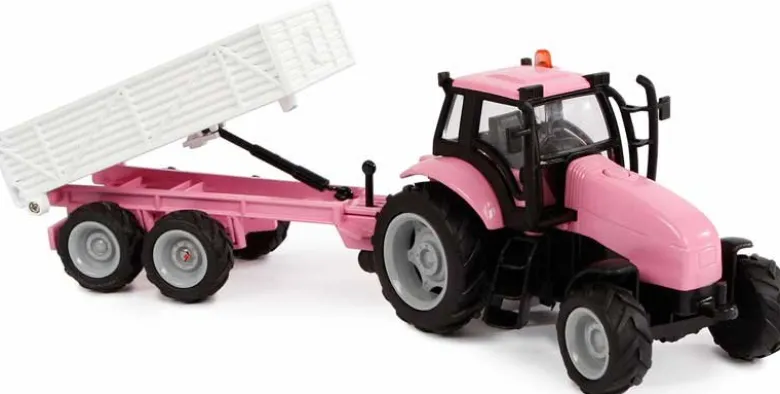Leksakstraktor rosa med ljud, ljus och med tippsläp Kids Globe