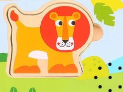 Ljud Barnpussel träpussel med figursågade vilda djur Tooky Toy