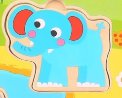 Ljud Barnpussel träpussel med figursågade vilda djur Tooky Toy