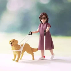 Lundby Docka med blindkäpp och hund