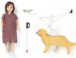 Lundby Docka med blindkäpp och hund