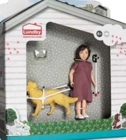 Lundby Docka med blindkäpp och hund