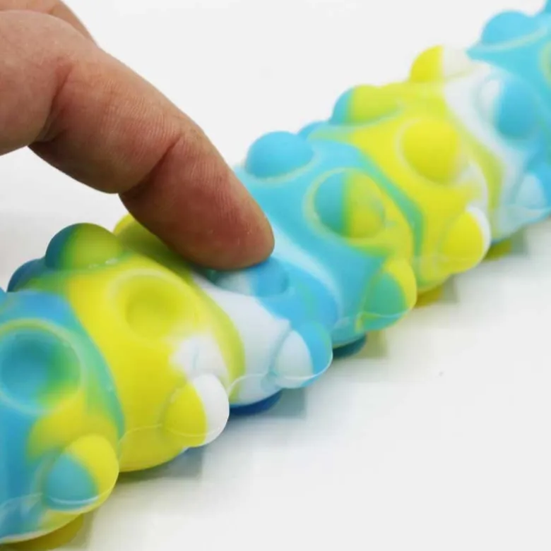 Lysande larv Push Pop suction 3D Caterpillar med sugproppar, Pop It och ljus