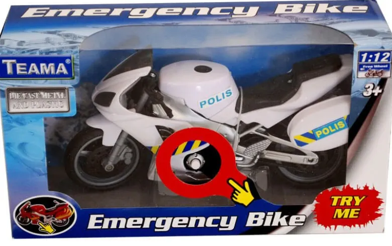 Polismotorcykel Leksak med ljud 1:12