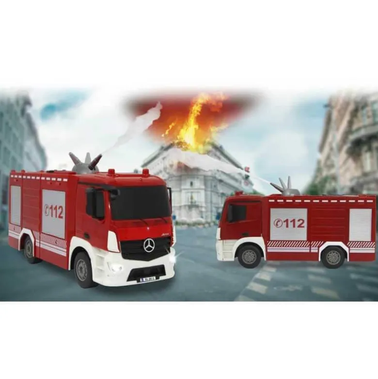 Radiostyrd Brandbil Lastbil Mercedes Antos med vattenkanon Jamara 1:26 2,4 GHz