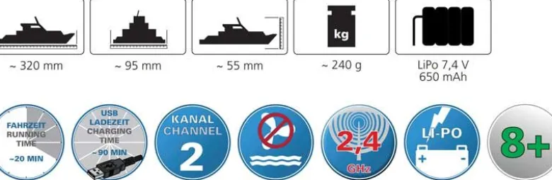 Radiostyrd Båt Capter Speed Boat Vit Jamara 20 km/h