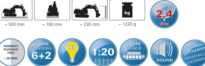 Radiostyrd Liebherr Grävmaskin R936 med Rivningsset Jamara 1:20 - 2,4 GHz
