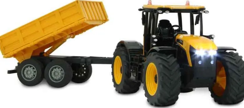 Radiostyrd Traktor JCB Fastrac med släpkärra Jamara 1:24