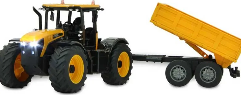 Radiostyrd Traktor JCB Fastrac med släpkärra Jamara 1:24