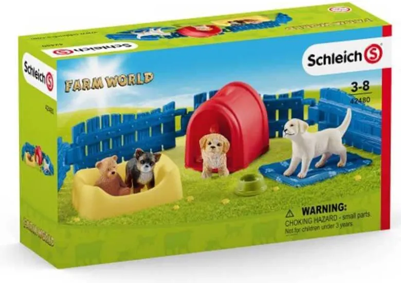 Schleich Kennel Puppy Pen Hundvalpar 42480