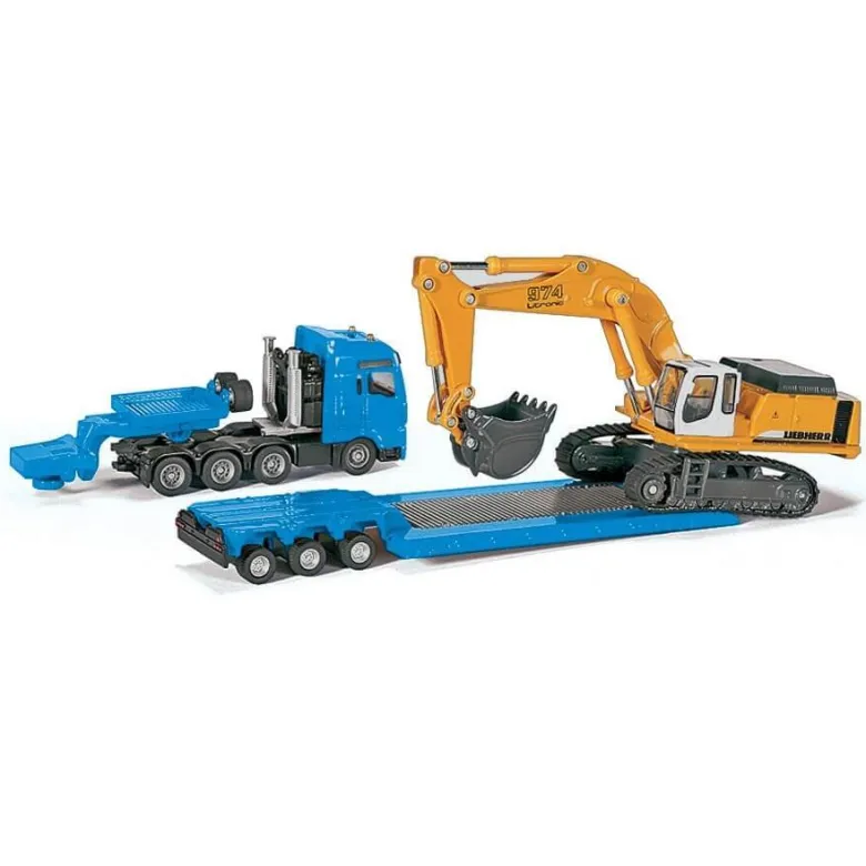 Siku Lastbil Transport med Trailer och Grävmaskin Liebherr 1847 - 1:87