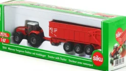 Siku Leksakstraktor Massey Ferguson 8480 med Krampe släp 1844 - 1:87