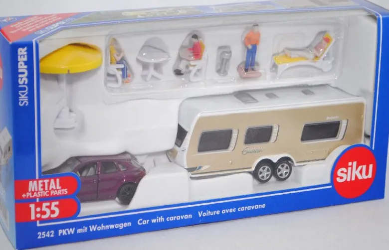 Siku Porsche Cayenne med Dethleff Exclusiv Cmotion Husvagn 1:55 2542