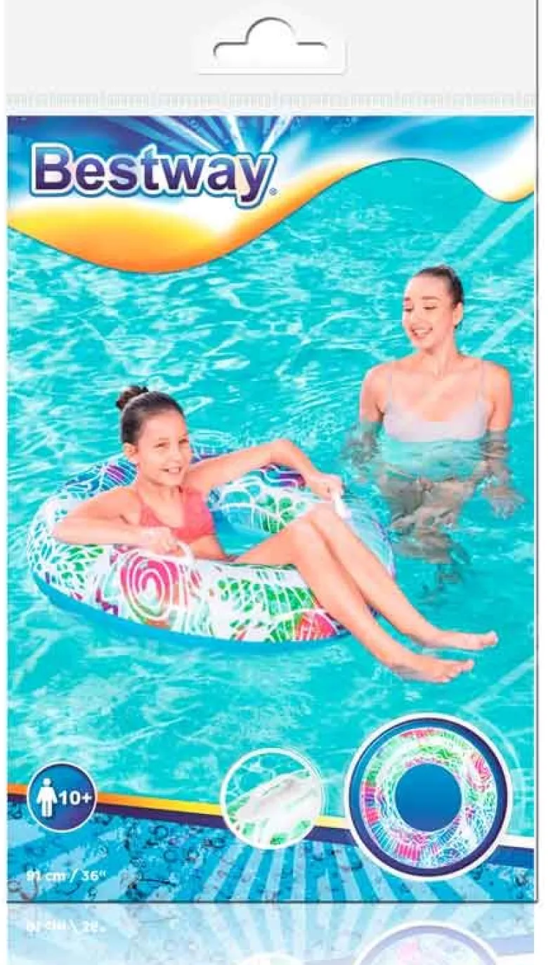 Simring Färgglad med handtag 91 cm Bestway