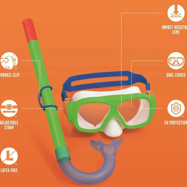 Snorkelset 7 år+ Cyklop Grön till barn Bestway