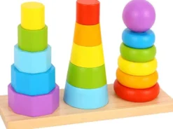 Stapelleksak i trä geometriska former för barn Tooky Toy
