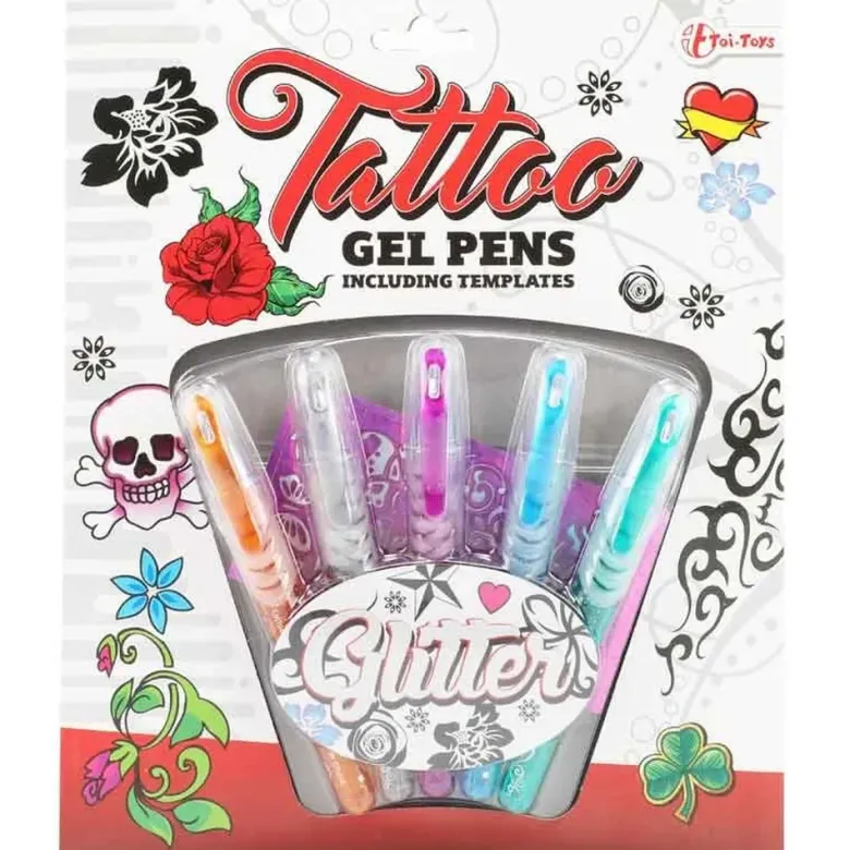 Tatueringspennor 5 st. med mall leksak barn