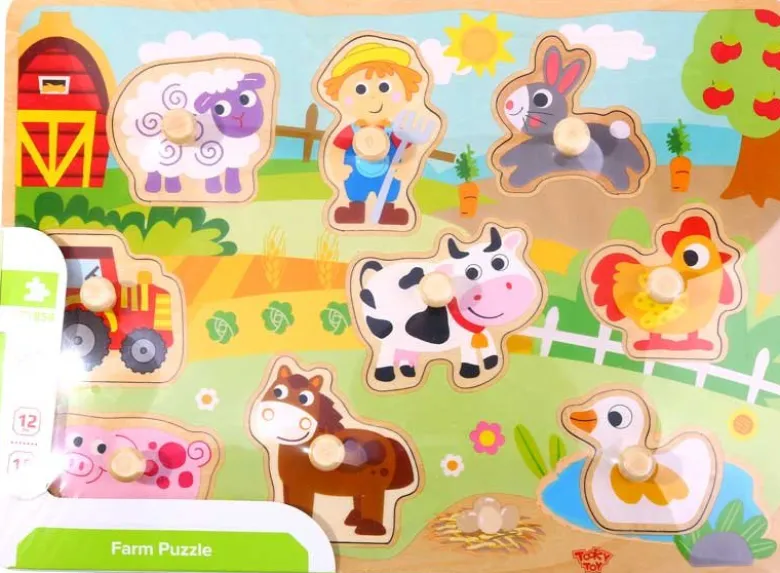 Träpussel med figursågade bondgårdsdjur Tooky Toy