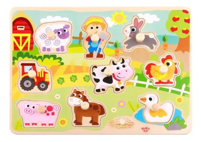 Träpussel med figursågade bondgårdsdjur Tooky Toy