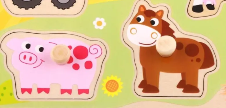 Träpussel med figursågade bondgårdsdjur Tooky Toy