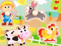 Träpussel med figursågade bondgårdsdjur Tooky Toy