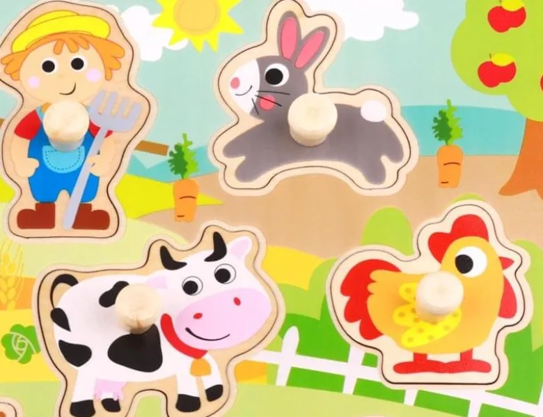 Träpussel med figursågade bondgårdsdjur Tooky Toy