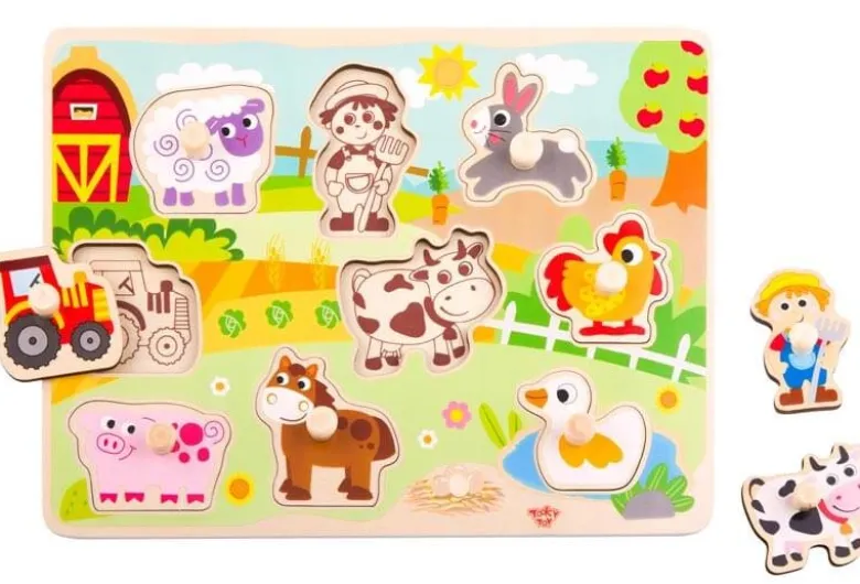 Träpussel med figursågade bondgårdsdjur Tooky Toy