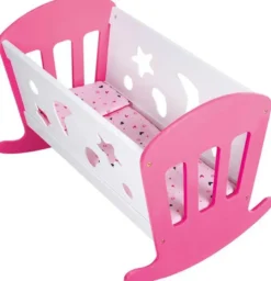 Vagga till docka rosa och vit Dolls Room