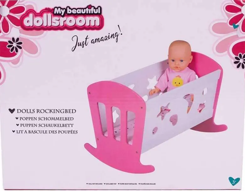 Vagga till docka rosa och vit Dolls Room